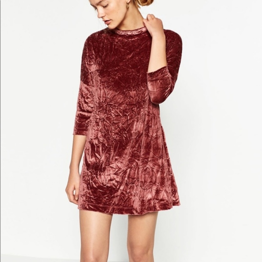 NWT Zara Crushed Velvet Mini Dress